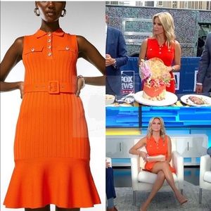 Orange Safari Belted Flippy Knitted Dress